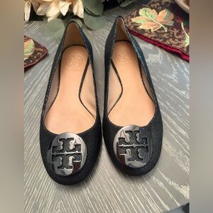 Tory Burch Black Textured Loafers